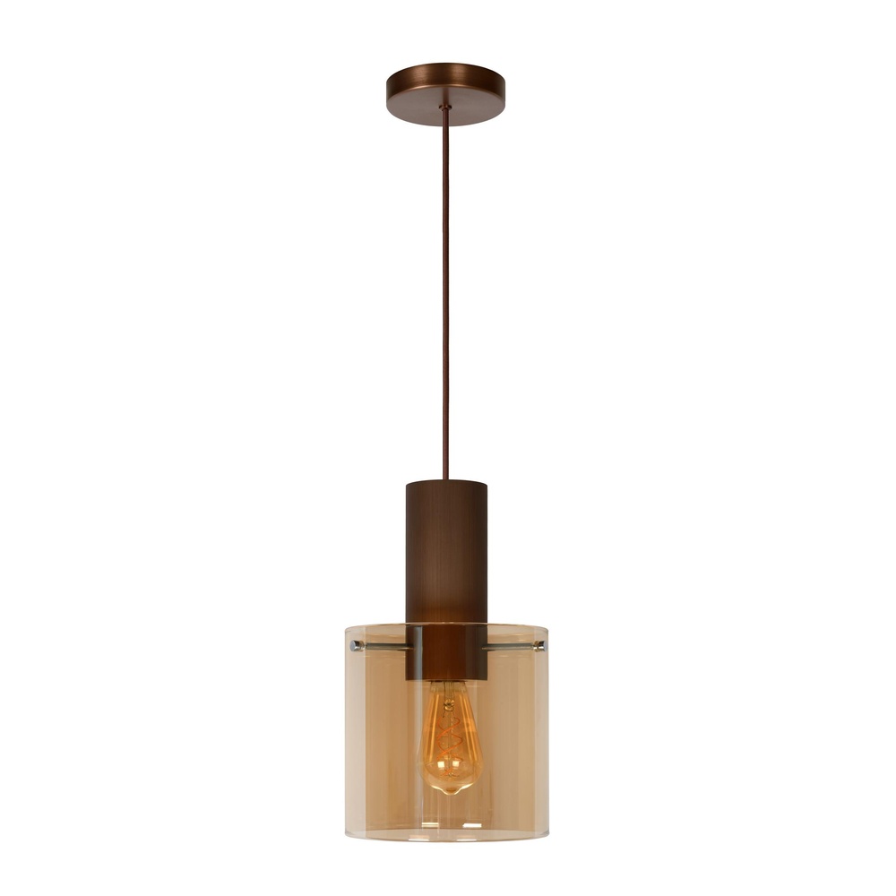 Lucide HanglampToledo Ø 20cm amber glas - 74405/01/62